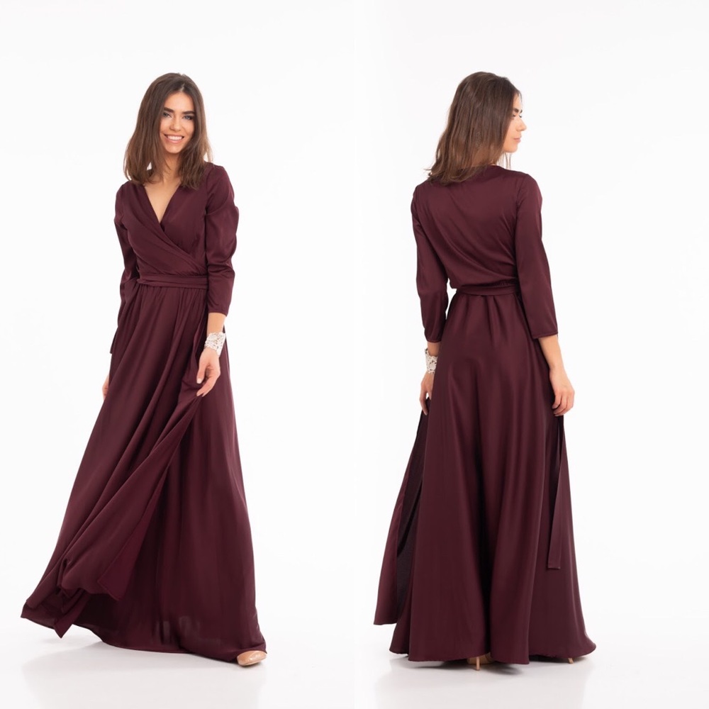 ❗️NEW❗️Burgundy Bridesmaid Boho Long Wrap Maxi Dress